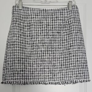 Chic Black and White Tweed Skirt